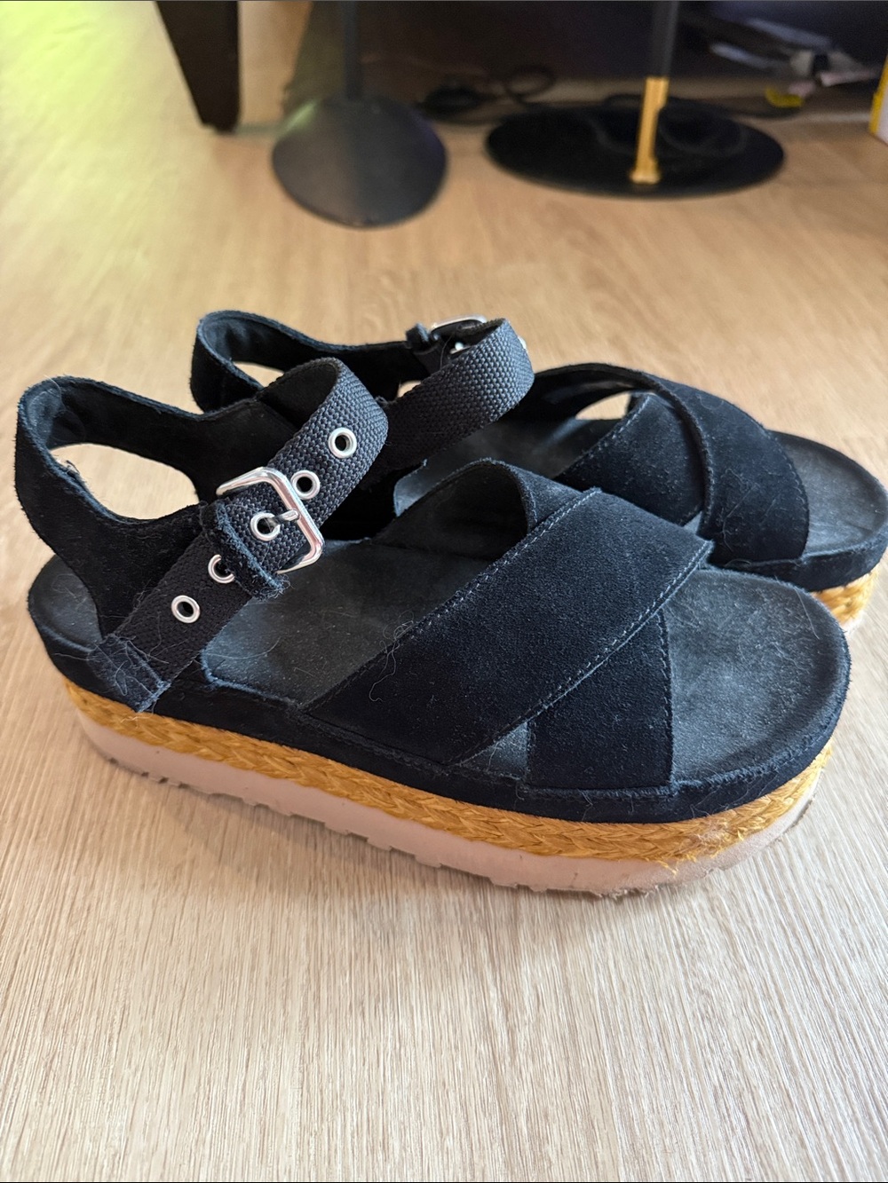 Black UGG Platform Espadrille Sandals